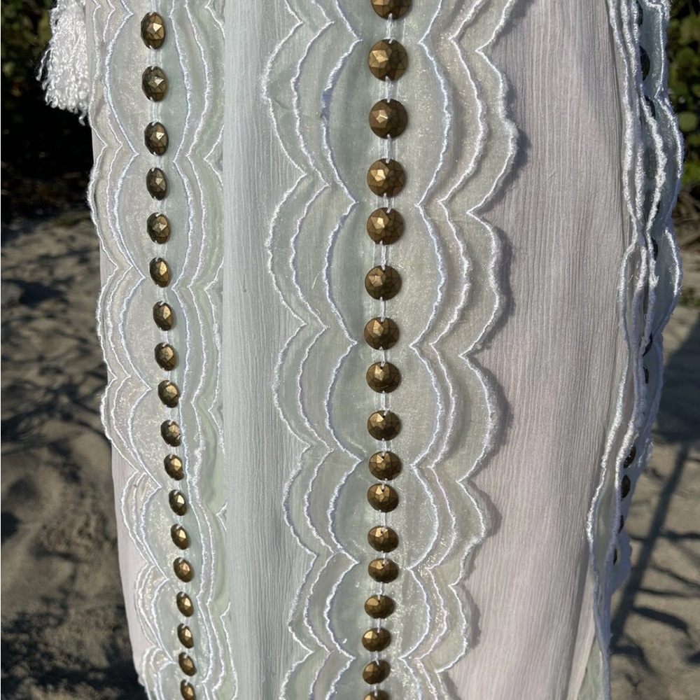 Manoush Dress Knit Crotchet Top Sleeveless Scoop Neck Silk Chiffon Skirt S - Picture 7 of 7